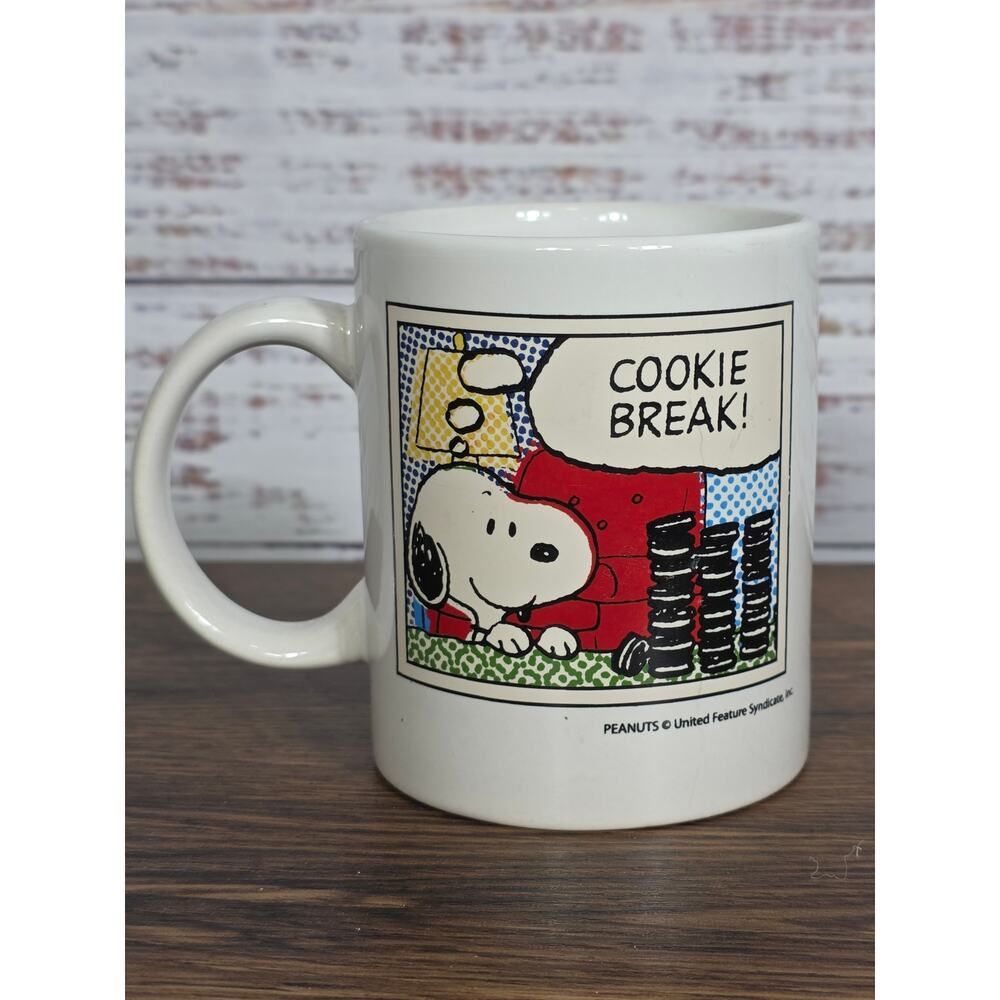 Peanuts Snoopy "Cookie Break!" Coffee Mug Comic Strip Vintage Style Cup
